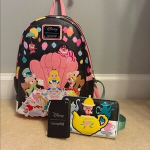 Loungefly Disney Alice in Wonderland Backpack and Wallet